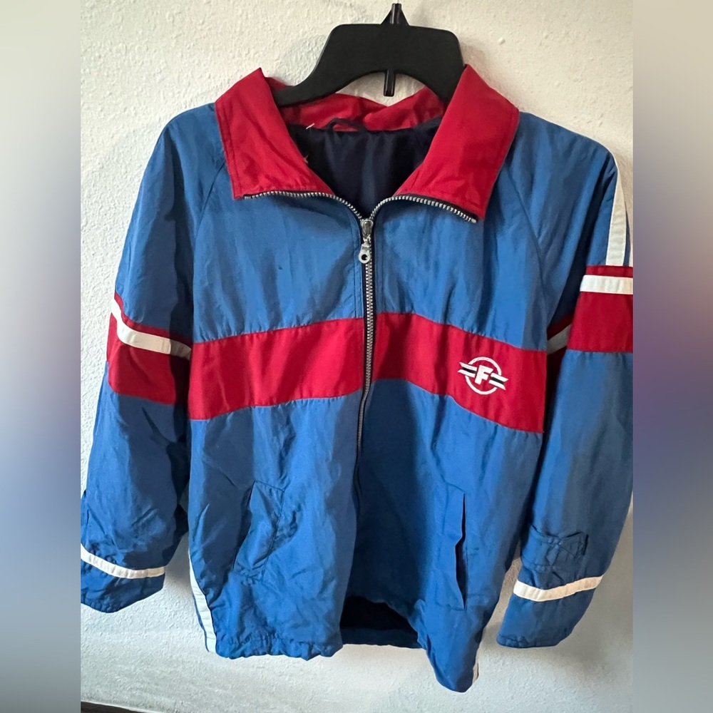 Red and blue jacket windbreaker